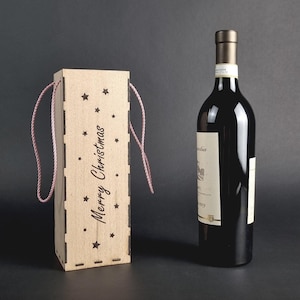 Torba na wino na Boże Narodzenie, opakowanie na prezent w formie torby reklamowej, drewniane pudełko na wino, torba na butelkę na urodziny, plik cięty laserowo, pudełko na torbę sylwestrową.