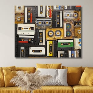 Cassette Wall Art Retro Audio Cassette Tapes Large Canvas Print Retro Wall Art Cassette Canvas Art Cassette Poster Cassette Photo Artwork