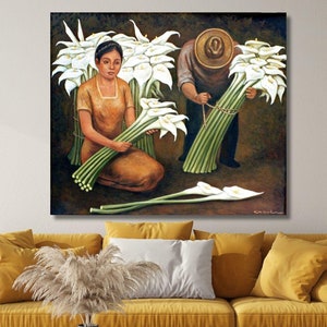 The Flower Seller by Diego Rivera Poster Canvas, Famous Painting, Exhibition Poster Print,Yellow Flowers Painting Print,Flower Seller Poster