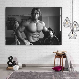 Arnold Poster, Arnold Schwarzenegger Motivational Canvas, Inspirational Quote Canvas, Gym Poster, BodyBuilding Wall Art, Man Cave Decoration