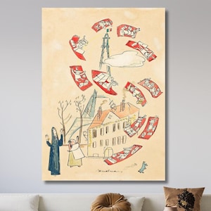 Magic Carpets By Ludwig Bemelmans Art Quality Print , Madeline at the Zoo Canvas Poster,Ludwig Bemelmans Painting , Canvas Home Decor