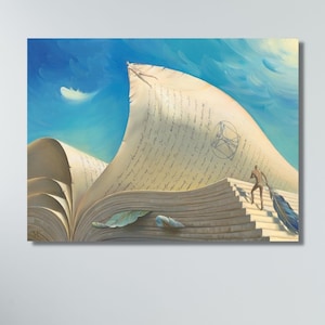 Vladimir Kush Book Canvas Wall Art, Art Print, Poster, Extra Large Wall Art Home Decor,Surreal Painting,Modern Wall Art,Ready to Hang Canvas
