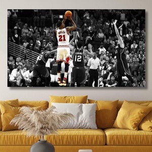 Last Shot Jimmy Butler Canvas Wall Art, Jimmy Butler Poster Print Art, NBA 2023 Conference Final, Man Cave Wall Decor, Miami Heat Wall Art