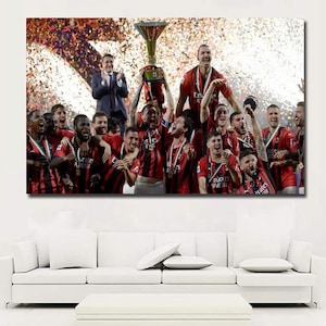 Milan Canvas, Serie A 2022 Champions AC Milan Wall Art, Serie A Wall Art,Gift for Kids,Football Poster,AC Milan Canvas, AC Milan Poster Art