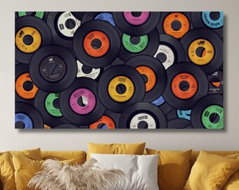Vinyl Wall Art, Vinyl Records Music Canvas, Vinyl Wall Decor, Vinyl Art, Vinyl Decor, Vinyl Canvas, Vinyl Photo, Vinyl Poster, Ready to Hang