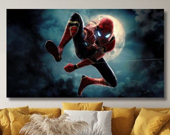 Miles Morales Print SpiderMan Canvas,Movie Poster,Into the Spider-Verse Wall Art,Spider-Man Across the Spider-Verse Digital Art Wall Hanging