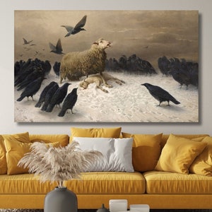 Anguish by August Friedrich Schenck Print, Famous Painting Poster Print Art Gift Vintage Landscape Sheep Print, Instant Art, Ready to Hang