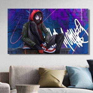 Miles Morales Spider-Man Canvas,Movie Poster,Into the Spider-Verse Wall Decor,Spider-Man Across the Spider-Verse Digital Art Wall Hanging