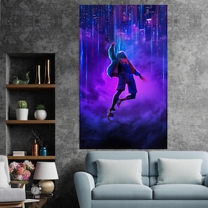 Miles Morales Canvas,Spiderman Verse Miles Morales Poster,Spiderman Canvas Print ,Spiderman Poster,Marvel Poster,Gift for Kids,Ready to Hang