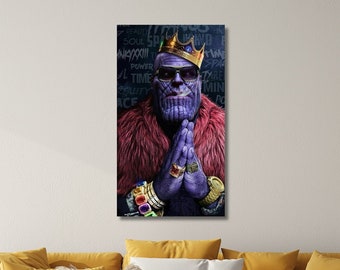 Thanos Wall Art, Thanos Canvas Print, Thanos Painting, Infinity Gauntlet Wall Art, Thanos Poster,Thanos Fan Gift,Marvel Poster,Ready to Hang