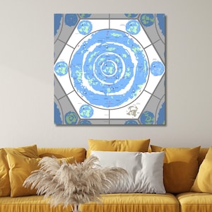 Flat Earth Map,Routes Wall Art Canvas,Flat Earth Map Canvas,Flat Earth Poster,Large World Map Wall Chart,15th Century Old Map,Ready To Hang