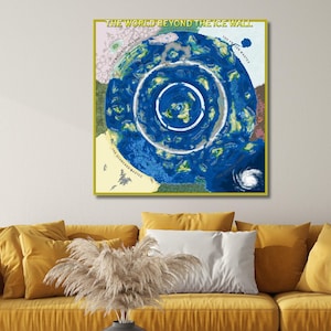 World Beyond The Ice Wall Satellite Flat Earth Map Canvas,Large World Map Wall Chart,Flat Earth Map,Semi-Glossy Canvas Poster,Ready To Hang