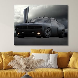 Dodge Challenger Poster SRT Hellcat Canvas, Challenger Poster, Supercar Wall Art, Luxury Car Wall Art, Wall Art Print,Ready to Hang Canvas