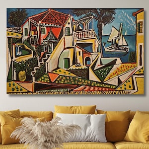Pablo Picasso Mediterranean Landscape Wall Art,Reproduction Wall Art,Classical Art,Picasso Painting Arts,Home Decor,Trendy Canvas Wall Decor