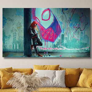 Miles Morales Spider-Man Print Art,Movie Poster,Into the Spider-Verse Wall Decor,Spider-Man Across the Spider-Verse Digital Art Wall Hanging