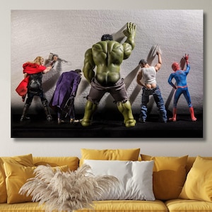 Avengers Canvas Wall Art, Captain America Vs Thanos Avengers Poster,Extra Large Wall Art,Kids Room Wall Art,Kids Room Decor,Ready to Hang