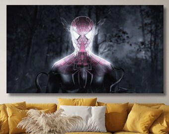 Spider-Man Canvas Miles Morales, Movie Poster, Into the Spider-Verse Wall Decor, Spider-Man Across the Spider-Verse Digital Art Wall Hanging