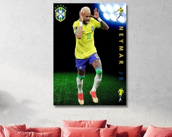 Neymar Poster,Neymar Wall Art, Neymar Wall Art,Neymar Canvas,Neymar Art Print,Football Soccer Poster,Man Cave Decor, Ready To Hang Canvas
