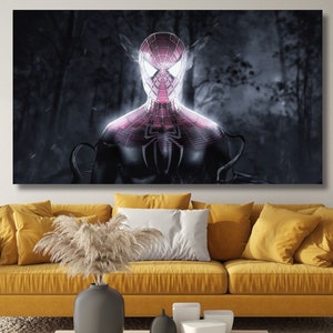 Spider-Man Canvas Miles Morales, Movie Poster, Into the Spider-Verse Wall Decor, Spider-Man Across the Spider-Verse Digital Art Wall Hanging