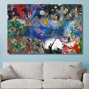 Marc Chagall Painting, Marc CHAGALL Art,Marc CHAGALL Wall Art Exhibition Poster Art, Modern Wall Decor,Surreal Wall Art,Ready to Hang Canvas