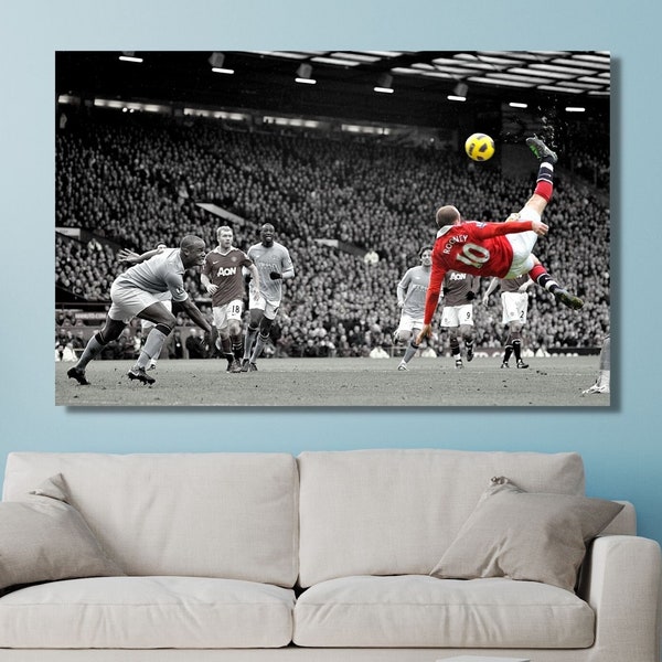 Wayne Rooney Bicycle Kick Canvas, Art Print , Poster, Football Poster,room decoration Home Decoration ,Gift for Men,Ready to Hang Wall Art