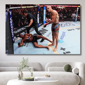 Alex Pereira KO Canvas Wall Art, Art Print of Israel Adesanya Middleweight UFC Champion Poster UFC 281 / Ready to Hang / Fitness Wall Art
