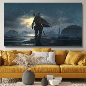 Mandalorian Poster Star Wars Wall Art,Star Wars Wall Decor Poster Canvas Print,Game Room Decor,Movies Poster Gift,Starwars Art Canvas Print