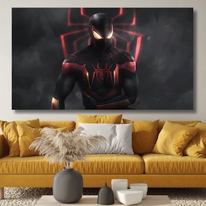 Spider-Man Canvas Wall Art, Spider-Man Across Canvas, The Spider-Verse Poster Spider-Man Across The Spider-Verse Poster, Kids Room Decor Art