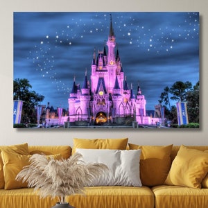 Cinderella Castle Canvas, Disney Poster, Disney Wall Art, Girls Wall Art,Disneyland,Disney Wall Art, Castle Canvas, Starry Sky Ready To Hang