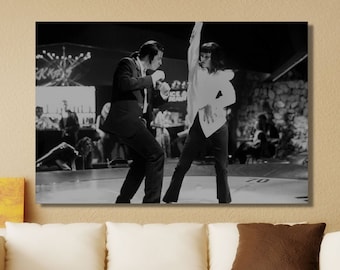 John Travolta Samuel L. Jackson Poster Canvas,Pulp Fiction Dance, Bedroom Wall Art, Pulp Fiction Decor,Vintage Retro,Quentin Tarantino Print