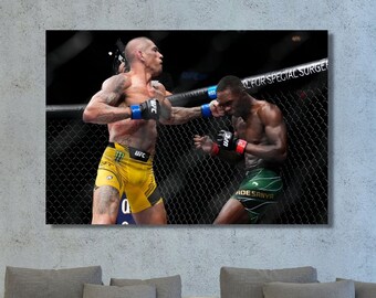 Alex Pereira KO Poster Canvas Wall Art, Art Print of Israel Adesanya Middleweight UFC Champion UFC 281 / Ready to Hang / Fitness Wall Art