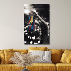 The Goat Lionel Messi Poster Canvas, Barcelona Print Poster, Argentina Football Print, Messi Poster, Football Fan Gift, Ready to Hang Canvas