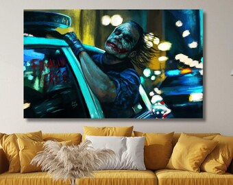 Joker Freely Drive Canvas Wall Art, Wall Decor Extra Large Wall Art, Dinning Room Decor Luxury Wall Art Comic Poster, Ready To Hang Canvas