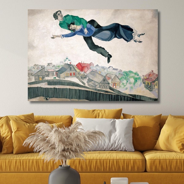 Marc Chagall Over The City Canvas,Marc Chagall Art Exhibition Poster,Museum Print,Exhibition Poster,Marc Chagall Poster Print,Ready To Hang