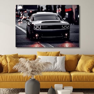 Dodge Challenger Poster SRT Hellcat Canvas, Challenger Poster, Supercar Wall Art, Luxury Car Wall Art, Wall Art Print,Ready to Hang Canvas
