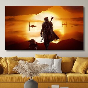 Mandalorian Canvas Poster Star Wars Wall Art,Star Wars Wall Decor Poster Print,Game Room Decor,Movies Poster Gift,Starwars Art Canvas Print