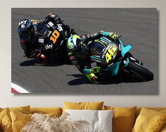 Valentino Rossi Canvas,Kids Gift,Moto GP Superbike Prints,Man Cave Decor,Rossi Front lift on Motorcycle,Valentino Rossi,MotoGP Ready To Hang