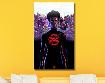 Miles Morales Print, Spiderman Verse Miles Morales Poster,Spiderman Canvas Print ,Spiderman Poster,Marvel Poster,Gift for Kids,Ready to Hang