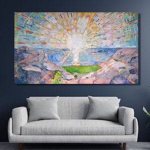 The Sun (1909) by Edvard Munch Poster Canvas Wall Art Gallery Edvard Munch Poster The Sun Wall Art Edvard Munch The Sun , Sun Wall Decor Art