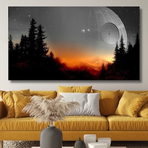 Star Wars Wall Art, Starwars Death Star Canvas Wall Art, Return Of The Jedi Star Wars Landscape, Star Wars Wall Decor,Starwars Canvas Poster