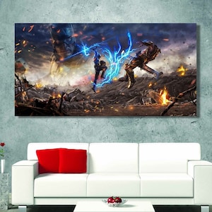Avengers Wall Art Canvas, Captain America Vs Thanos Avengers Poster,Extra Large Wall Art,Kids Room Wall Art,Kids Room Decor,Ready to Hang