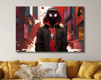 Miles Morales Art,Spider-Man Print,Movie Poster,Into the Spider-Verse Wall Decor,Spider-Man Across the Spider-Verse Digital Art Wall Hanging