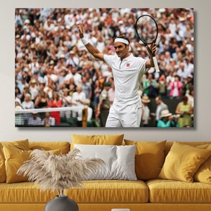 Roger Federer Canvas Wall Art,Sport Wall Art,Roger Federer Poster,Motivational Wall Art,Man Cave Decoration,Tennis Wall Art,Tennis Fan Gift