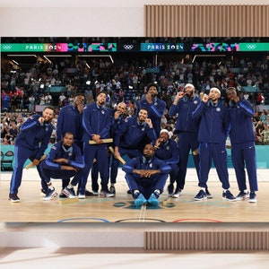USA National Team 2024 Champion Ready to Hang Canvas Wall Art, Stephen Curry Poster Art, Basketball Poster Fan Gift , Ready to Hang Canvas