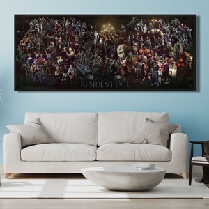 Resident Evil Characters Poster Canvas Wall Art,Print,The Spencer Mansion Plan Canvas,Resident Evil Canvas Art,Game Room Decor,Ready To Hang