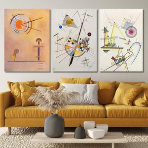 SET OF 3 Wassily Kandinsky Canvas Wall Art Reproduction,Abstract Modern Wall Art Poster Print,Expressionism Art,Wassily Kandinsky Wall Art