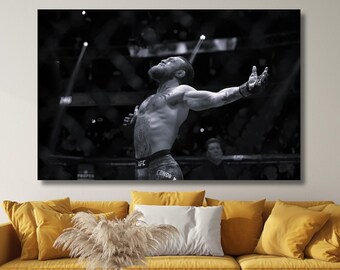 Conor McGregor Poster,Never Give Up Art,Conor McGregor Canvas Wall Art,Motivation Wall Art,Man Cave Wall Art Decor,Fitness Sports Room Decor