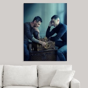 Messi and Ronaldo Chess Poster Print Wall Art Canvas Messi CR7 Art Gift For Him Chess Challenge World Cup 2022 Poster Print Ronaldo Messi
