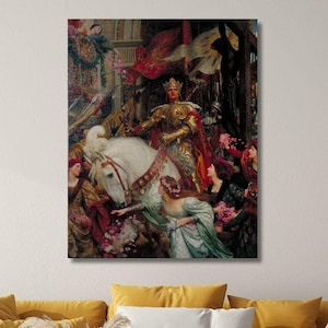 Frank Dicksee Canvas Framed Wall Art,The Two Crowns Canvas wall art Museum Poster,Frank Dicksee Canvas Poster,Couple love art,Home Decor Art