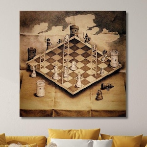 Chess by Maurits Cornelis Escher Art, Circle Limit,Home office Decor,Modern Relativity,Reproduction Print,Abstract Art Ready to Hang Canvas